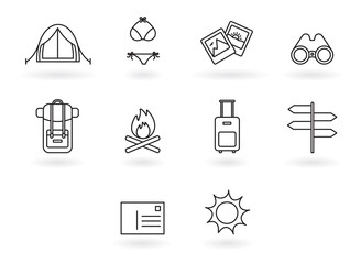 Vector set with various travel and tourism icons