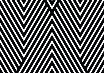 Vector seamless pattern. Decorative ornament, figurative design template with striped black white triangles. Background, texture with optical illusion effect. Decor for card tile textile parquet wall