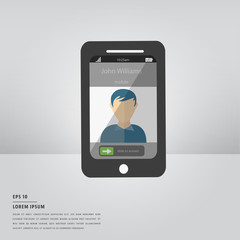 Lorem ipsum text with incoming call on mobile screen