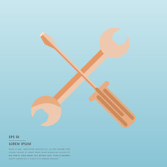 Lorem ipsum text and wrench and screwdriver