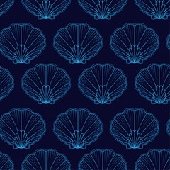 Seamless pattern with sea shells, vector illustration. Texture for wallpapers, pattern fills, textile design, web page backgrounds