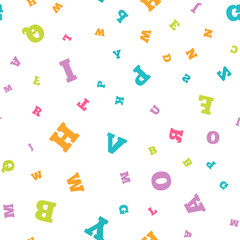 Colorful letter seamless pattern on white background