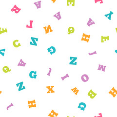 Colorful letter seamless pattern on white background