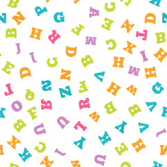 Colorful letter seamless pattern on white background