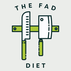 Vector image of knives with text the fad diet