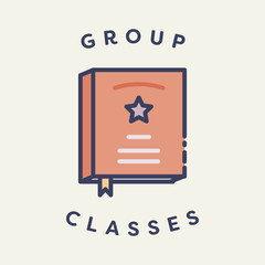 Vector image of book with text group classes