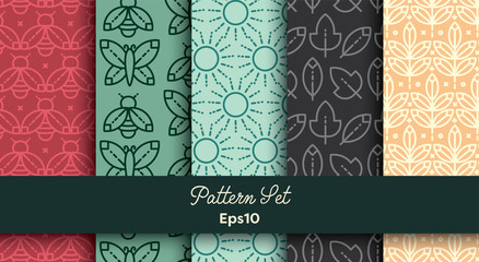 Vector set of seamless natural patterns