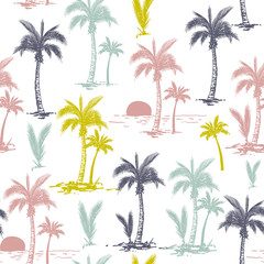 Obraz premium Seamless vector pattern with palm trees