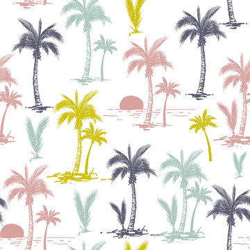 Seamless vector pattern with palm trees