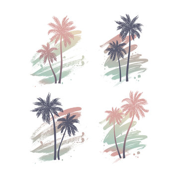 Hand drawn palm trees