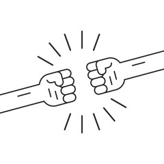 fighting gesture with two thin line fists
