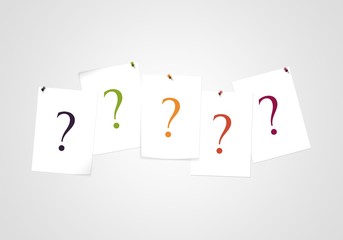 Question marks on note - Find a solution  - Quiz and business assistance 