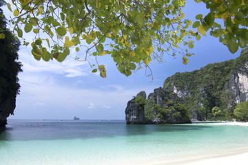 Beautiful beach , sea and blue sky at Andaman ocean in Southern Thailand.