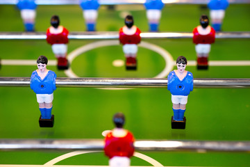 Foosball table closeup