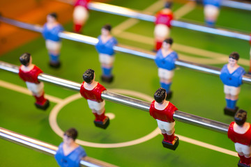 Foosball table closeup