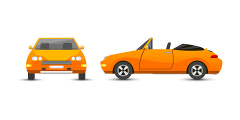 Obraz premium Flat yellow car vehicle type design style vector generic classic business illustration isolated.