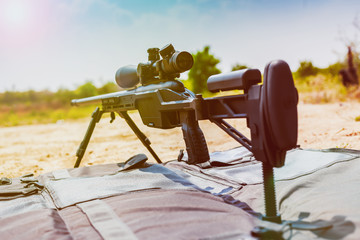 Sniper rifle on bipods