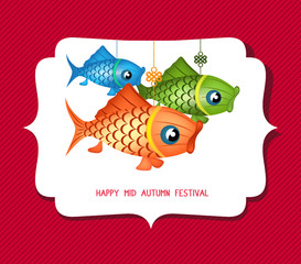 Mid autumn festival carp lanterns background design