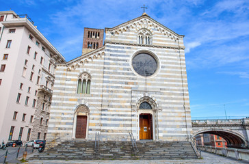 Fototapeta na wymiar GENOA (GENOVA), ITALY, MAY 05, 2017 - Santo Stefano (Saint Stephen) Church in Genoa city center, Italy