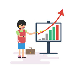 Woman with presentation board