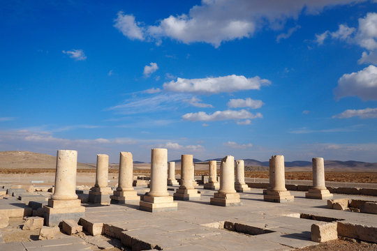 iran pasargad the old construction temple and grave column