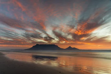 Fototapete Tafelberg Tafelberg-Strand-Sonnenuntergang