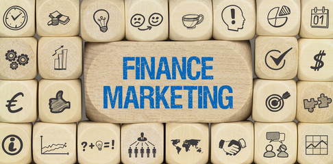 Finance Marketing / Würfel mit Symbole
