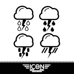 cloud rain sun thunder icon
