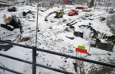 building site in winter