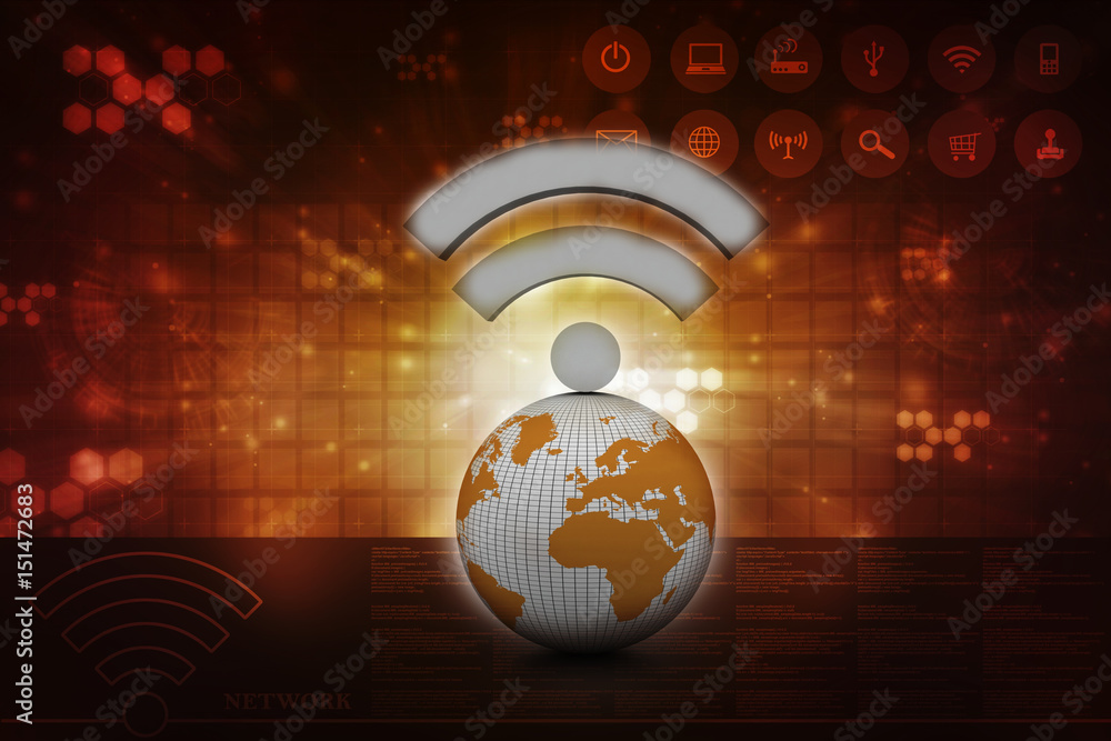 Poster 3d rendering wi-fi signal