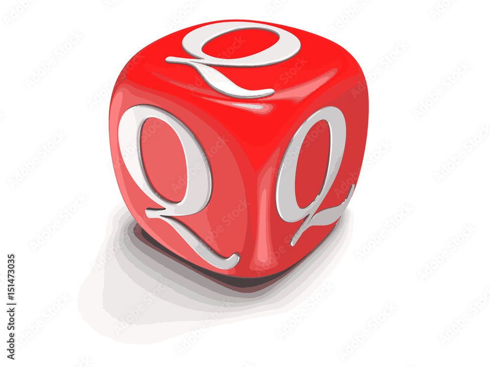Poster dices with letter q. image with clipping path
