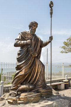 statue of apostle Peter, Capernaum, sea of Galilee, Israel