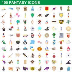 100 fantasy icons set, cartoon style © juliars