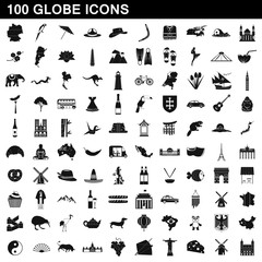Obraz premium 100 globe icons set, simple style