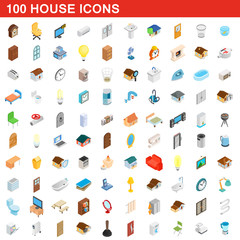 Fototapeta premium 100 house icons set, isometric 3d style
