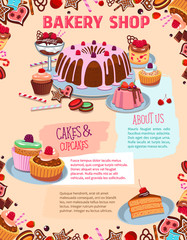 Vector poster for bakery shop cakes and desserts