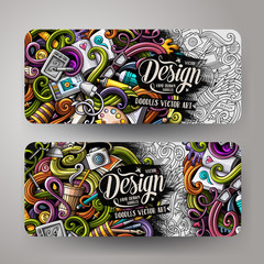 Cartoon colorful vector doodles design banners