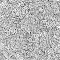 Abstract vector hand drawn nature floral seamless pattern