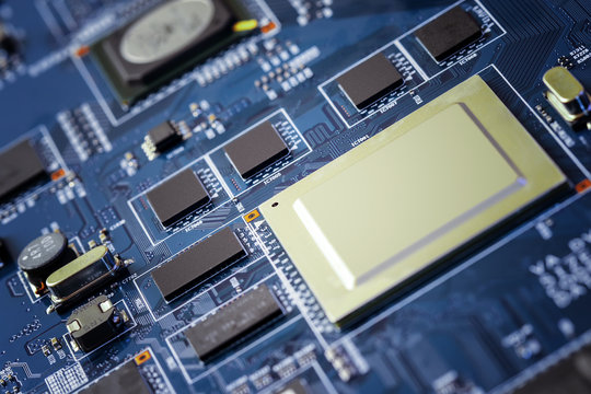 Electronic circuit board close up. 