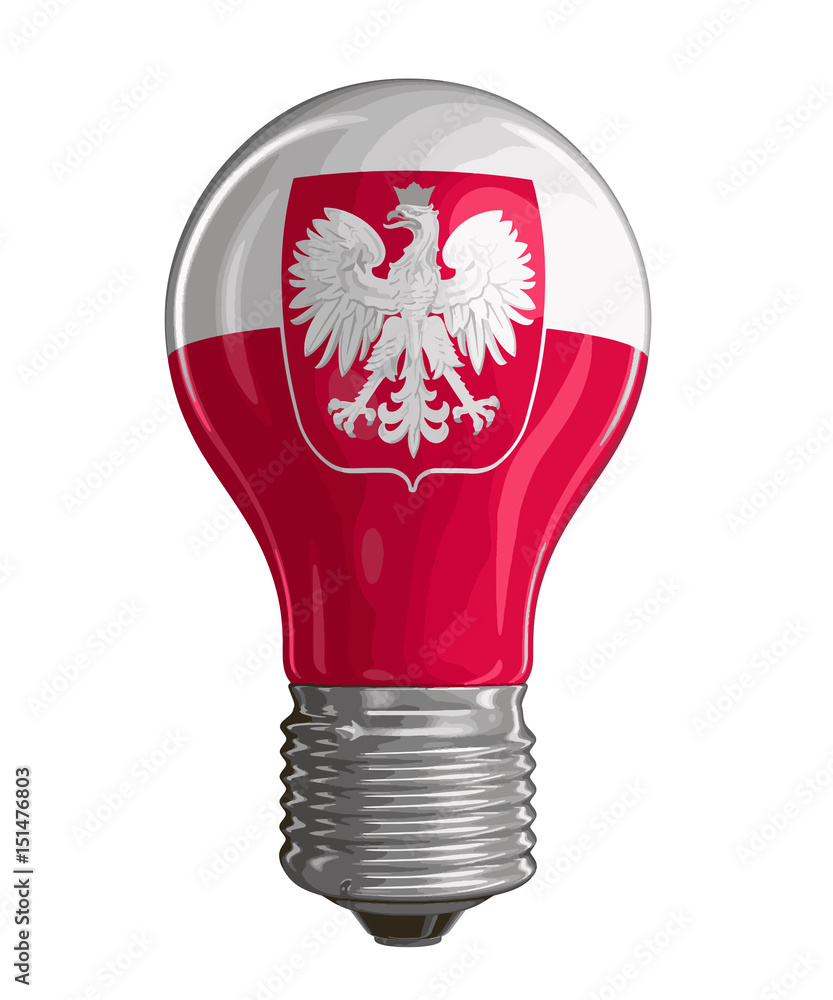 Poster light bulb with polish flag. image with clipping path