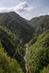 Aerial view of the famous Transfagarasan scenic road, a paved mountain road crossing the southern section of the Carpathian Mountains of Romania