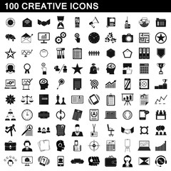 100 creative icons set, simple style