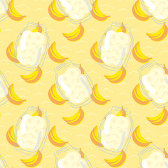 Yellow seamless pattern with bananas