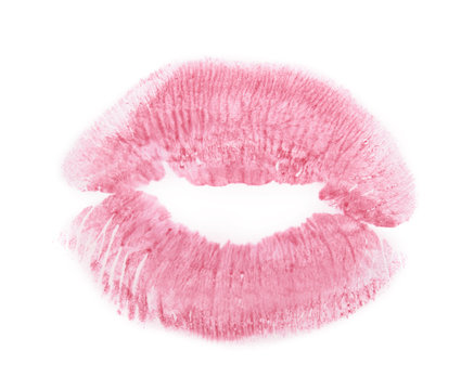 Color lipstick print on white background, closeup