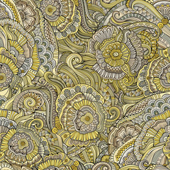 Abstract vector hand drawn nature floral seamless pattern