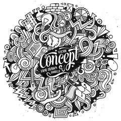 Cartoon cute doodles hand drawn Idea illustration