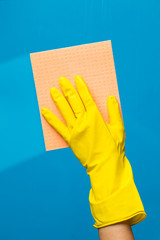 Hand in glove with rag