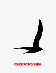 Seagull silhouette icon, Vector