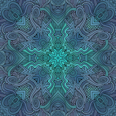 Fototapeta premium Abstract vector decorative ethnic hand drawn sketchy contour sea