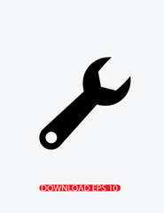 Wrench tool silhouette icon, Vector